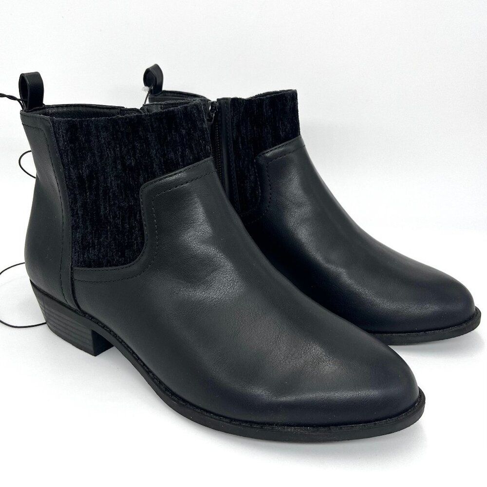 New Torrid Black Textured Cuff Ankle Boots - Size 8WW